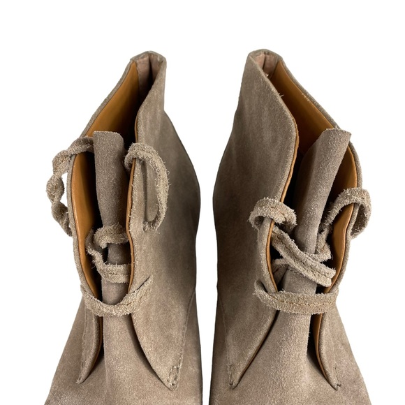 DV Dolce Vita Pellie Suede Wedge Ankle Booties Round Toe Taupe Woman’s US Size 7 - Picture 6 of 16